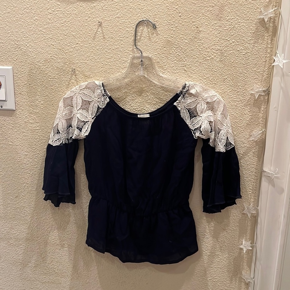 Off the shoulder navy blue top